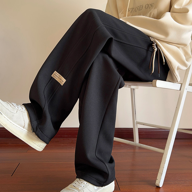 Spring Hong Kong Style Handsome Pineapple Plaid Casual Straight Pants Men's Large Size Floor-Mopping Pants