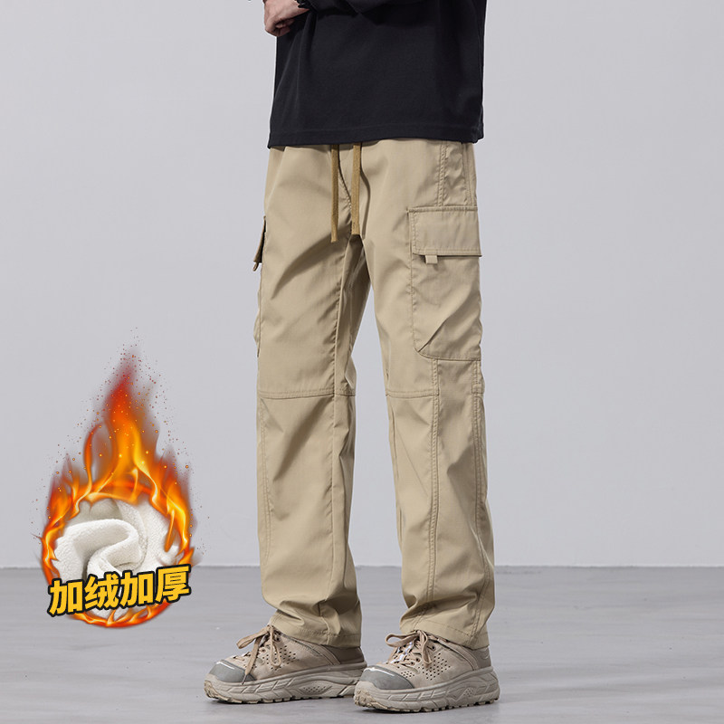 Japanese overalls, American style assault pants, winter loose straight plus velvet paratrooper long pants