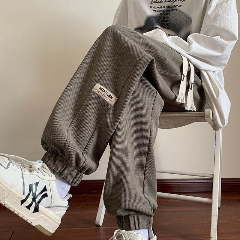 High quality leggings casual pants for men with label patchwork long trousers