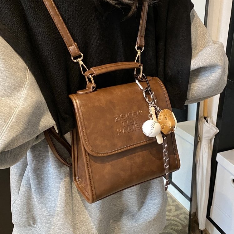 Retro Fashion Casual Backpack 2024 New Autumn Letter Textured Trendy Student Bag Trendy Briefcase Autumn