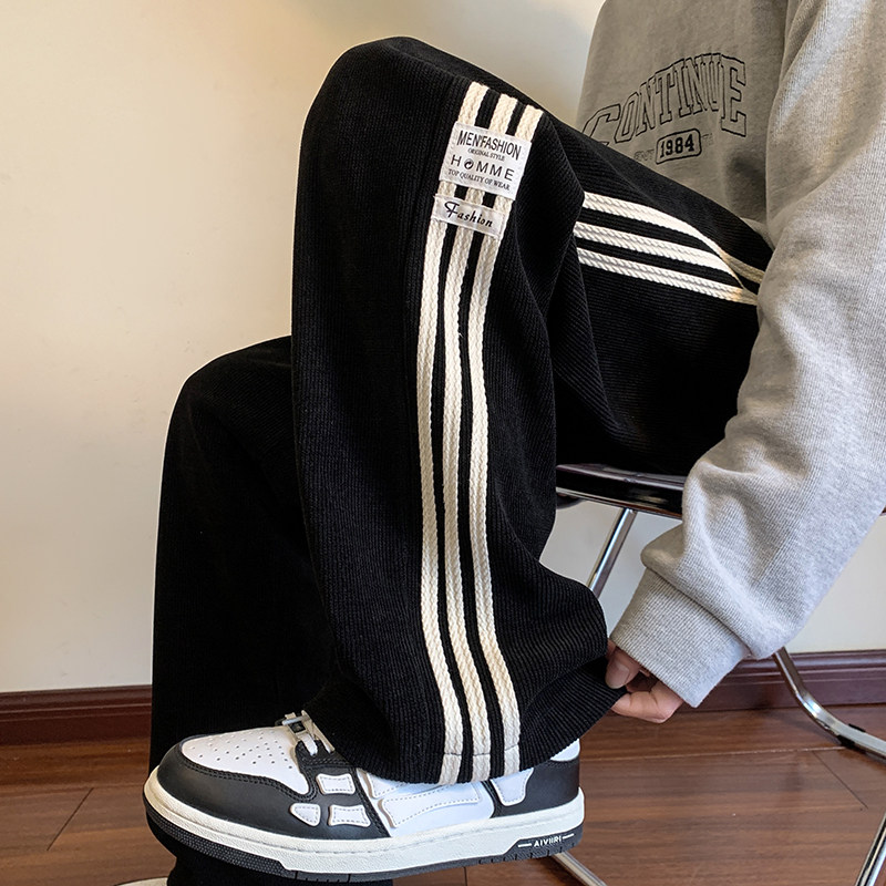 Autumn heavyweight 440g European cotton velvet straight casual pants men's loose floor mopping pants