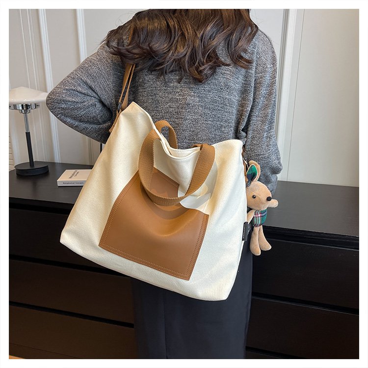 Canvas Tote Bag Women's 2024 New Large Capacity Shoulder Bag Messenger Bag Casual Bag Student Class Handbag