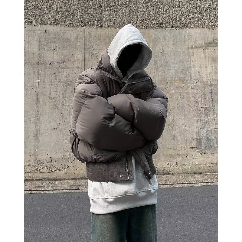Heavyweight simple stand-up collar short cotton coat men's loose winter thickened casual short cotton coat trend