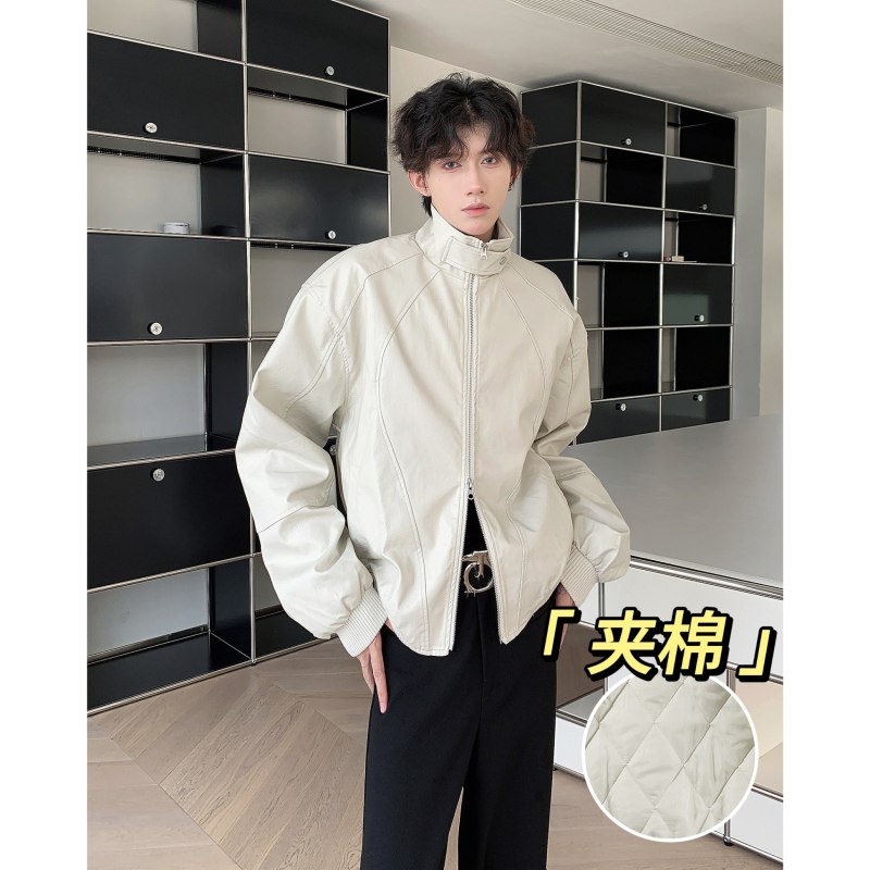 Winter American retro motorcycle wear cotton jacket new fashion trend design stand collar thickened warm jacket