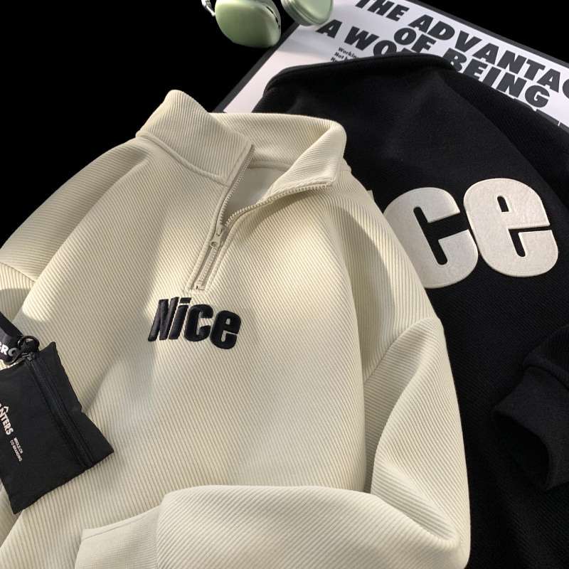 Half turtleneck sweatshirt niche design trendy brand American high-end sense handsome and special