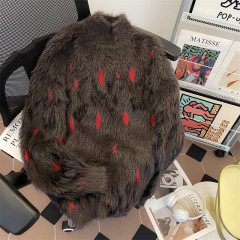 Autumn and winter high street retro imitation mink half turtleneck sweater