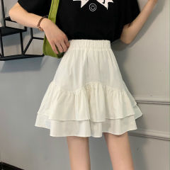 White Ruffled Skirt Women's High Waist A-Line Skirt Summer 2022 New French Design Niche Short Skirt