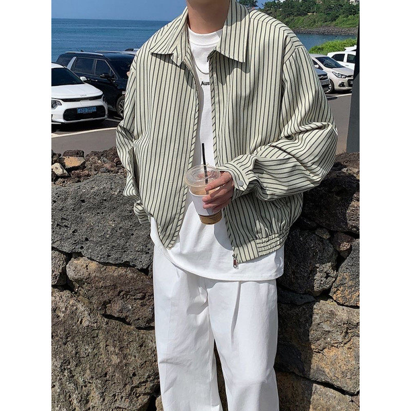 American retro niche cleanfit striped jacket