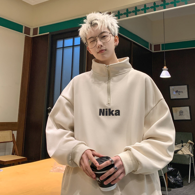 Half turtleneck zipper sweatshirt