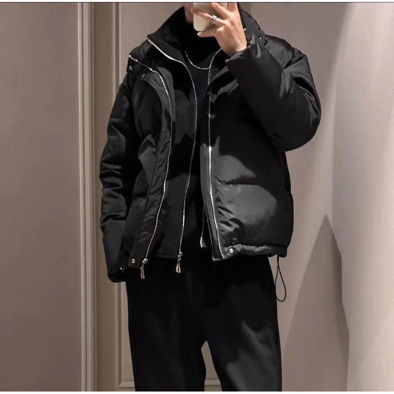 American high-end fake two-piece cotton coat for men in winter, thickened and warm, loose cotton coat