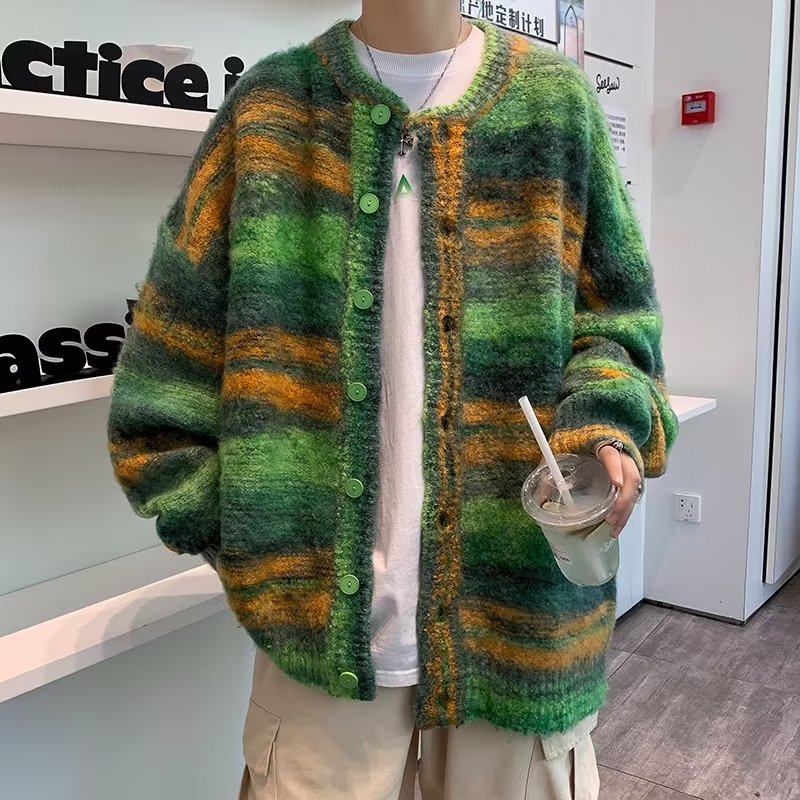 Sweater men's autumn and winter trendy Japanese style loose lazy style sweater jacket cardigan