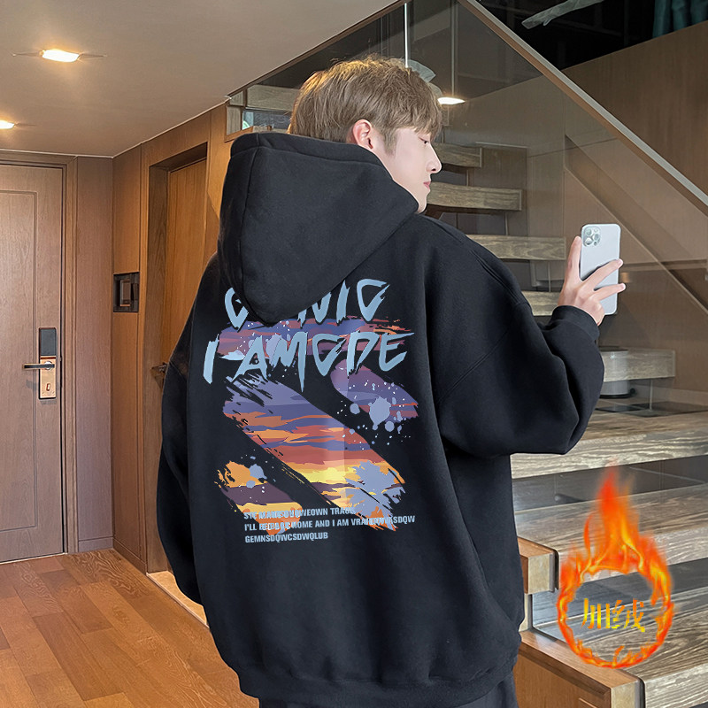 New heavyweight men's large size loose fashion hooded sweatshirt for autumn and winter