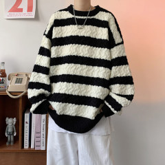 Striped sweater men's Korean style trendy student autumn and winter new ins loose sweater jacket