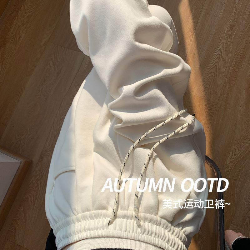 2024 Women's Sports Pants Spring and Autumn New Style High Waist Drape Slim Loose Wide Leg Pants Casual Sweatpants
