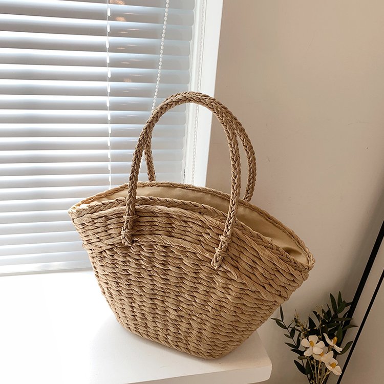 Cross-border ins straw woven bag fashion women's bag beach woven paper rope bag new polka dot handbag one piece drop shipping