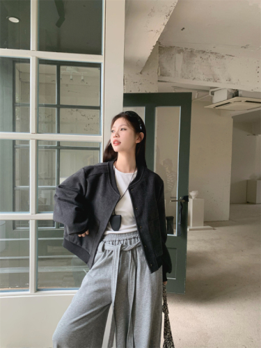 Early autumn short stand collar woolen casual temperament baseball jacket