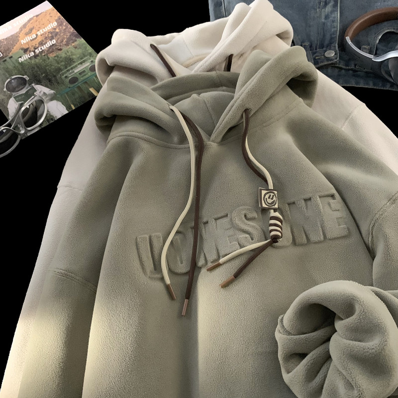 Autumn and winter heavyweight 480G velvet thickened double-sided Ollie velvet high quality hooded sweatshirt