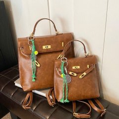 Retro commuter bag women's 2024 new backpack niche large capacity autumn and winter multi-functional portable Kelly bag