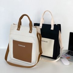 Original self-made zipper three-dimensional stylish canvas bag student lunch box bag simple casual portable crossbody bag