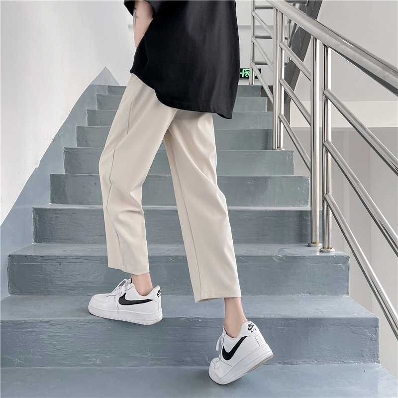 dk uniform trousers for men and women summer new Hong Kong style casual loose wide-legged nine-point straight pants