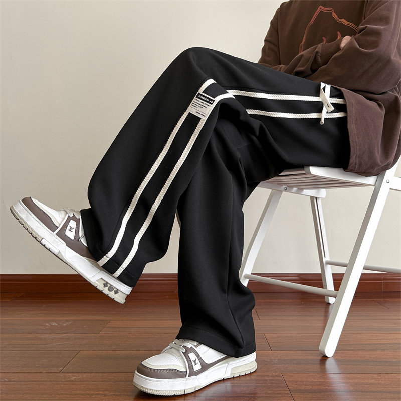Spring new style webbing label straight casual pants for men plus size sports pants
