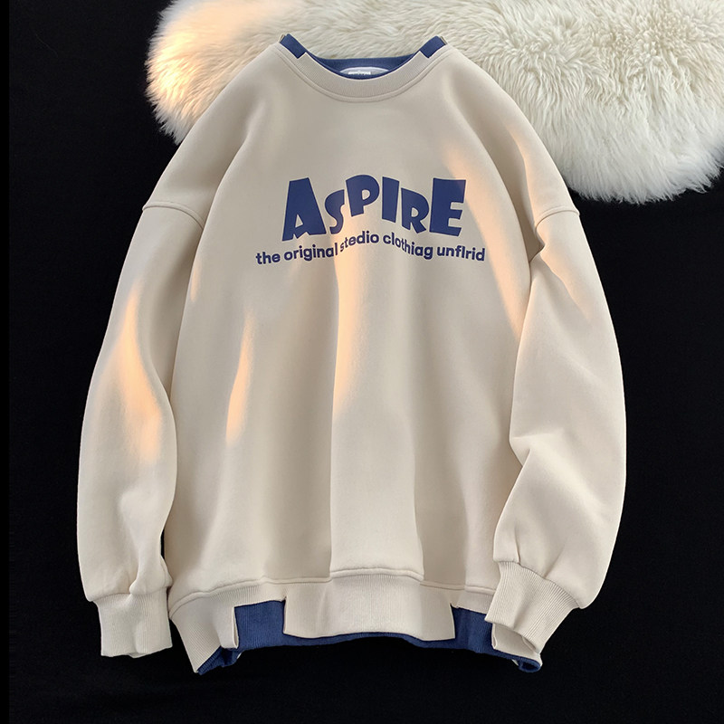 Contrast print crew neck sweatshirt-100% polyester fiber