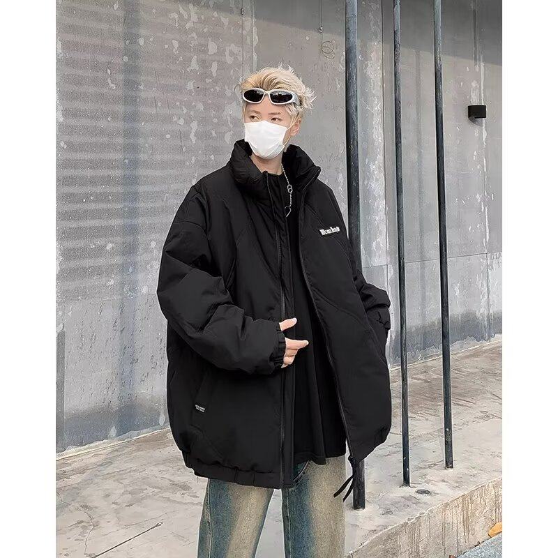 Large rhombus cotton coat men's Korean style trendy high street winter warm new ins cotton coat