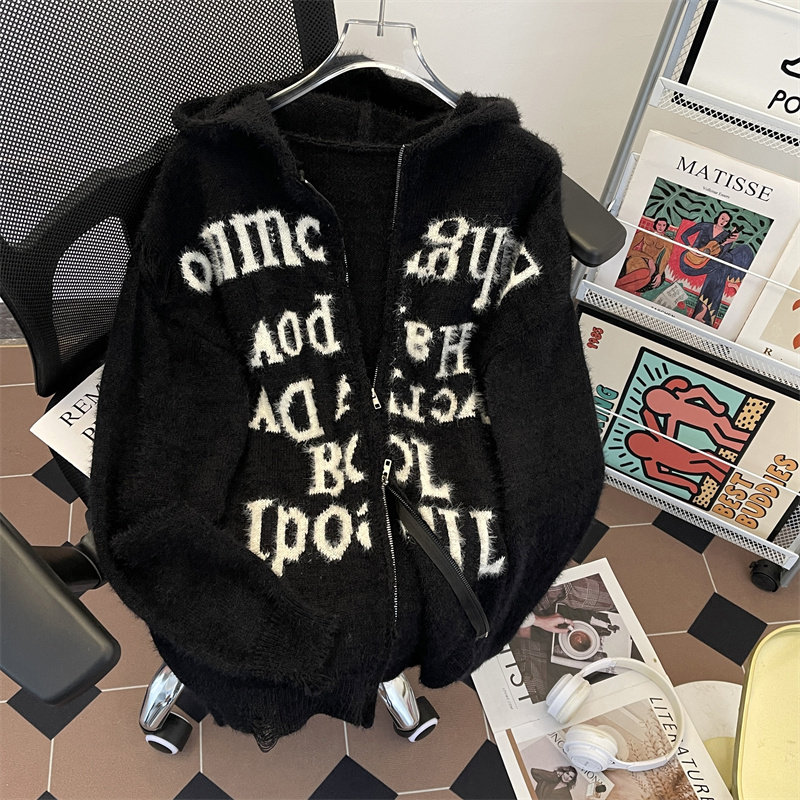 Autumn and winter new hooded cardigan sweater trendy fashion casual versatile sweater