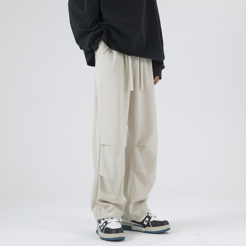 Spring and autumn paratrooper pants straight-leg casual pants quick-drying ice silk drape lightweight long pants for men