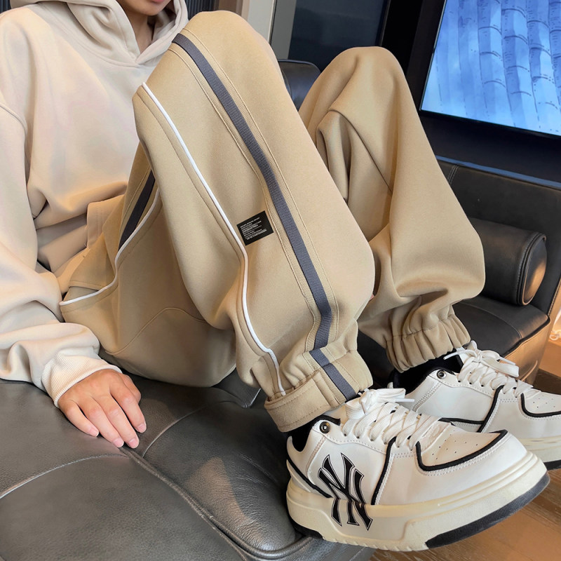 Hong Kong style ribbon striped patchwork leggings and sweatpants