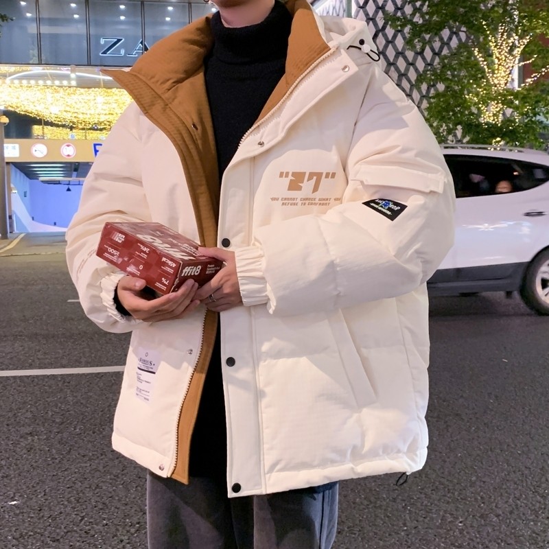 National trend down jacket men's winter thickening new hooded jacket couples wear teenagers