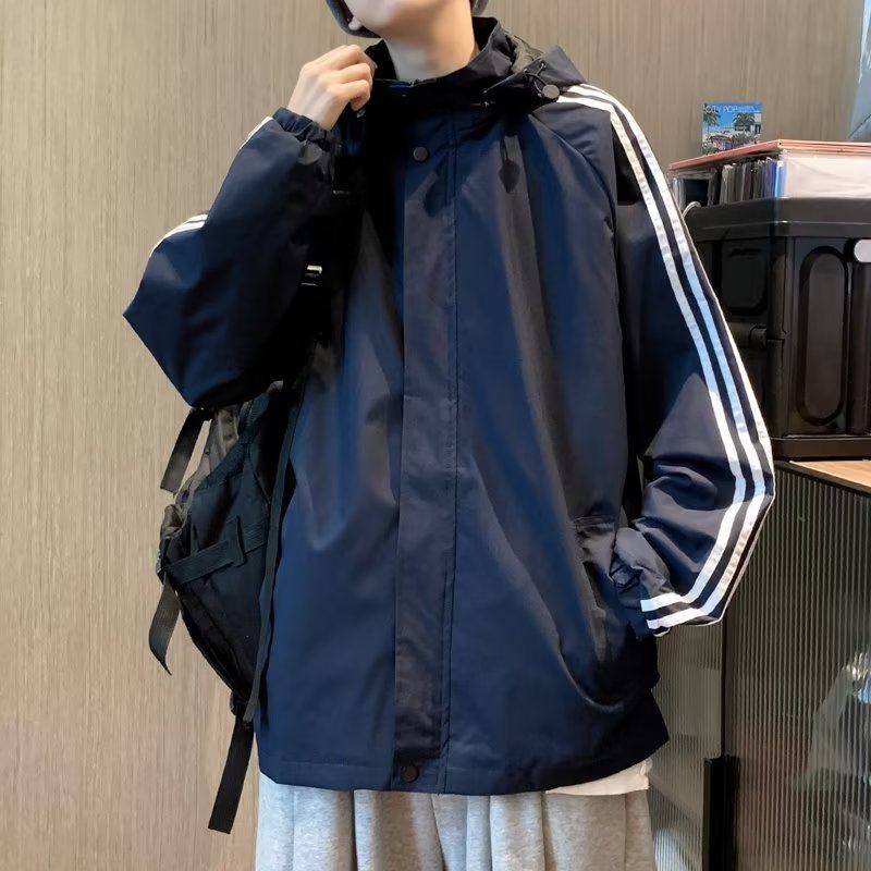 Jacket men's hooded black trendy brand loose casual all-match sports jacket