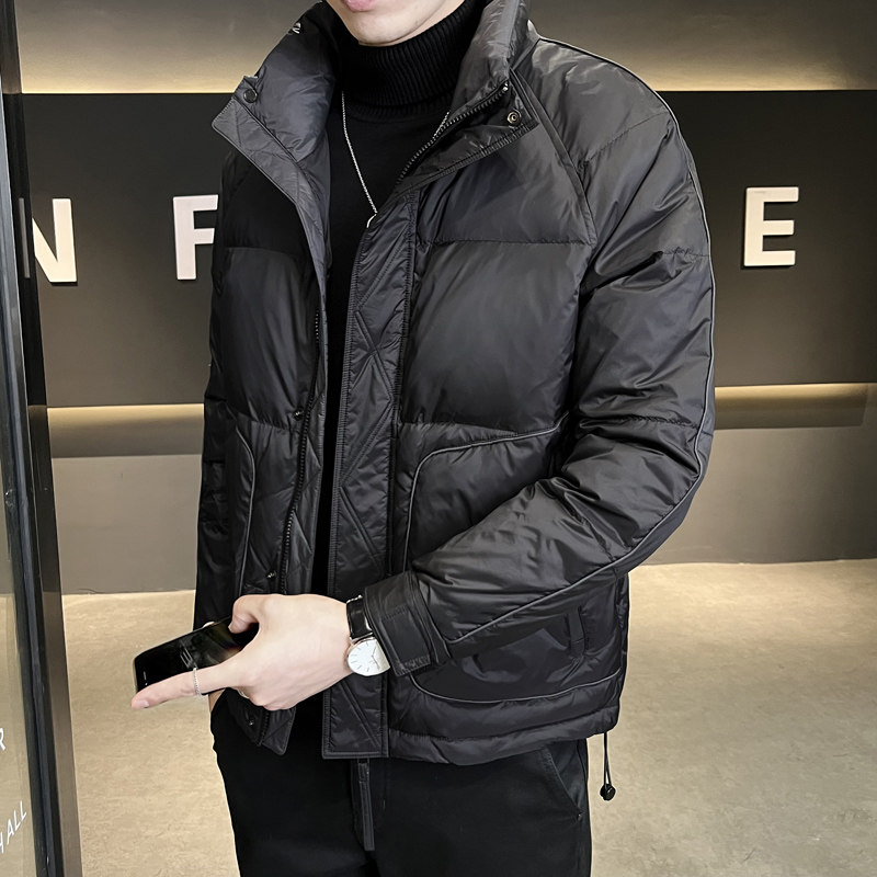 Winter short stand-collar down jacket for men, Japanese bread coat, warm jacket
