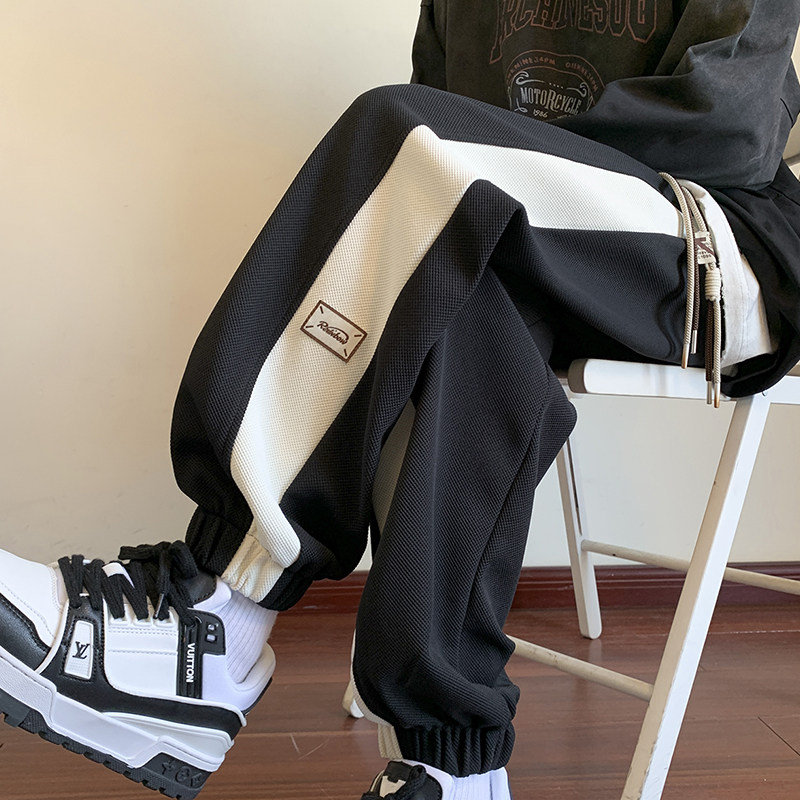 Autumn casual pants for men Hong Kong style loose embroidered leggings