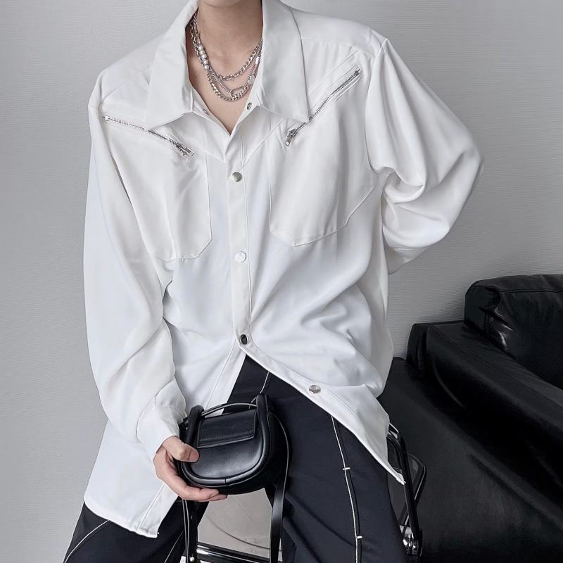 New metal zipper decoration personalized niche trend design loose top shirt network picture