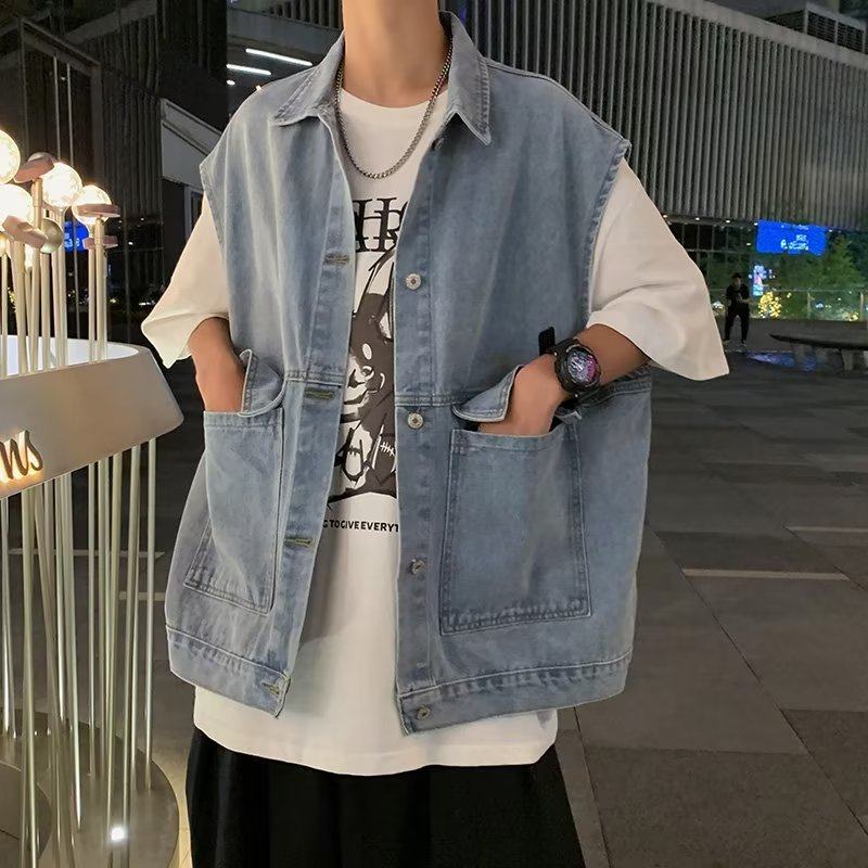 Denim vest men's Korean style trendy high street handsome spring ins loose versatile vest