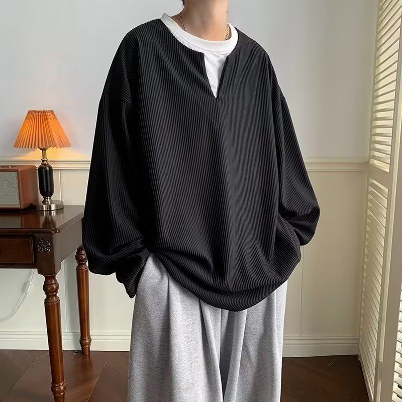 Fake two-piece sweatshirt for men, Korean version, trendy, handsome and personalized autumn and winter new ins bottoming shirt