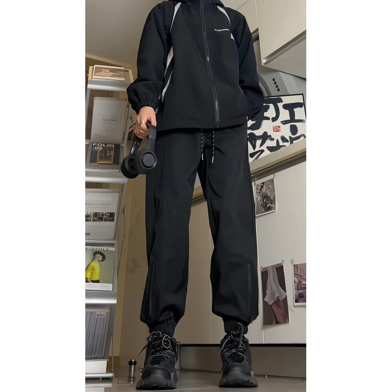 Summer thin men's and women's ice silk zipper assault pants waterproof loose long-sleeved casual pants