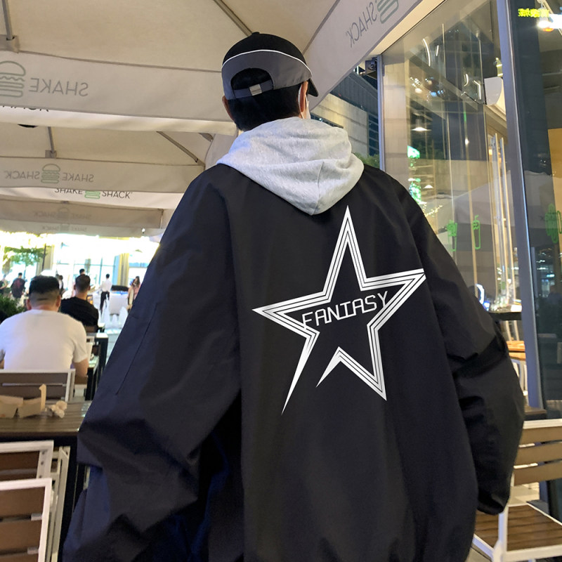 Hong Kong style new autumn American fashion versatile loose letter print jacket