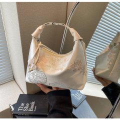 Hand-carrying new Chinese style bag for women 2024 summer fashion embroidered pea bag niche high-end simple crossbody bag for women