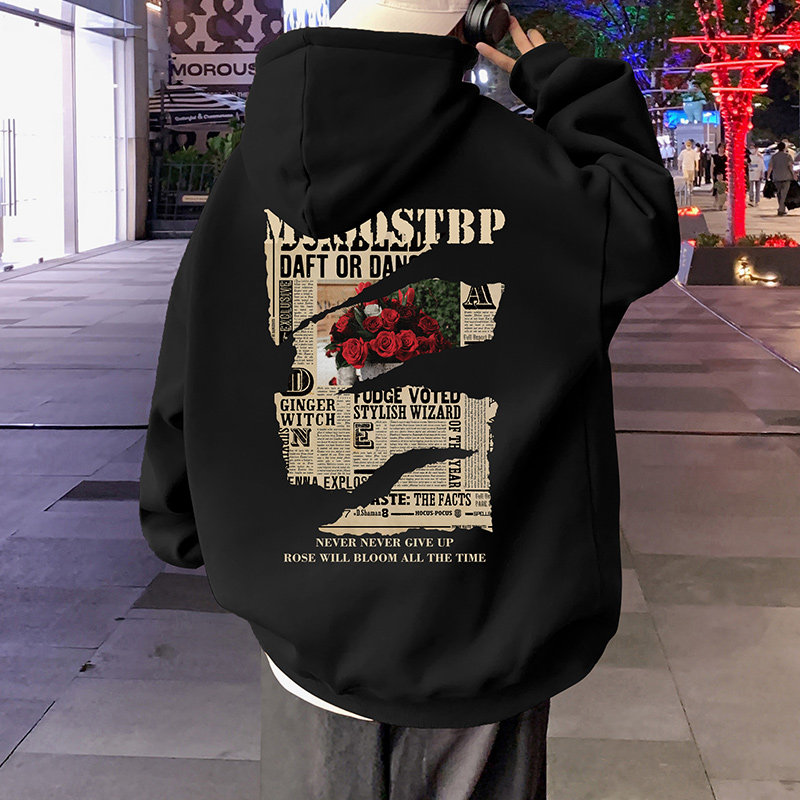 Pure cotton hooded sweatshirt autumn and winter loose couple hoodie oversize American jacket