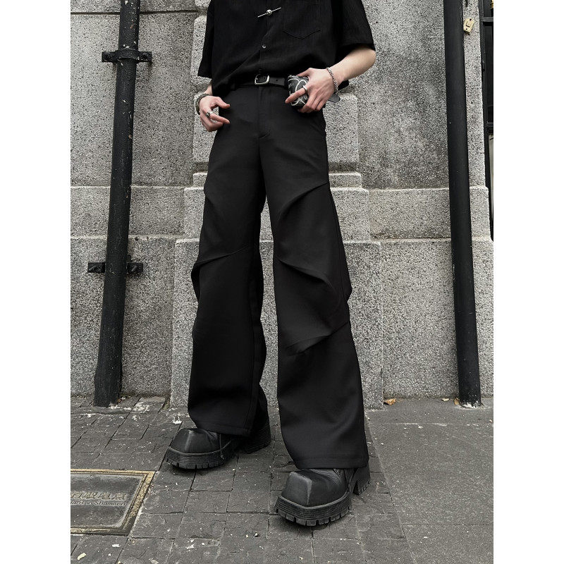 Trendy brand cleanfit niche design pleated loose casual wide leg floor mopping pants online picture