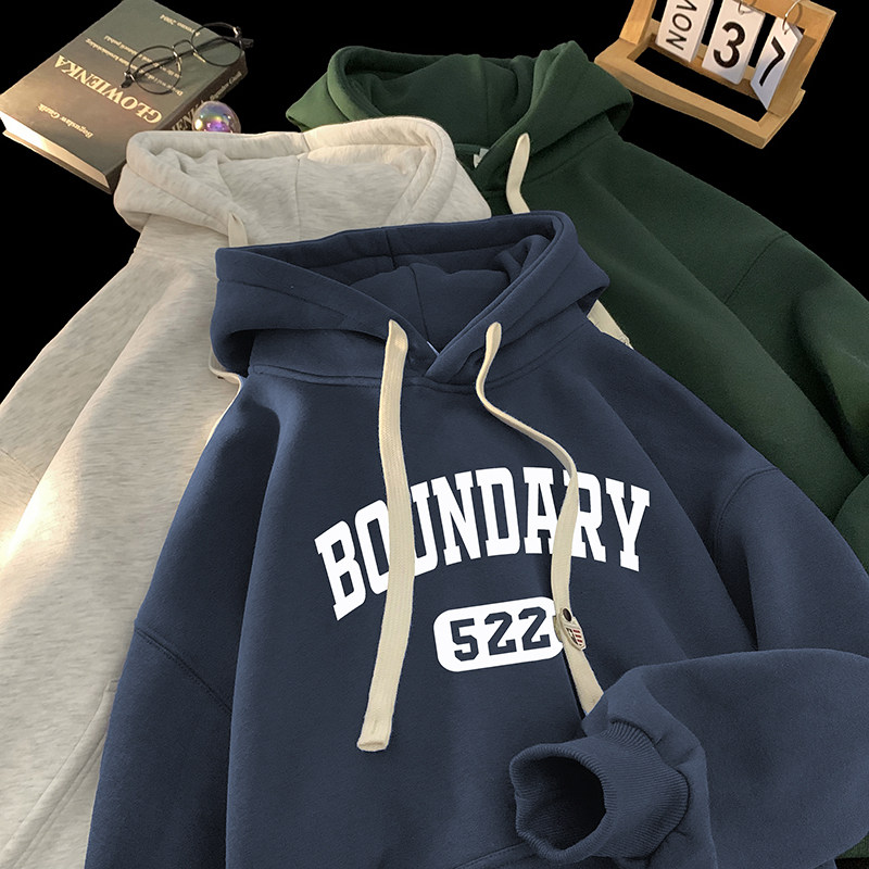 Large size heavyweight hooded sweatshirt loose couple wear