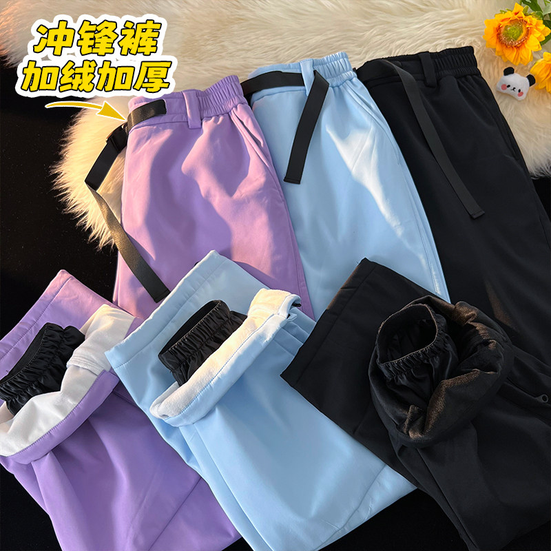 Winter new men's and women's single-board and double-board warm and velvet thickening mountaineering loose waterproof ski pants
