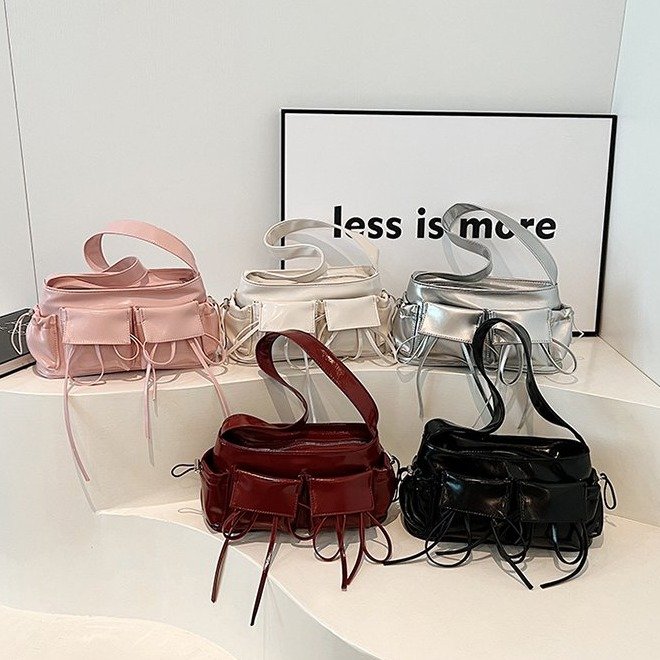 Cross-border fashion PU buckle pocket armpit bag for women 2024 new trendy style underarm bag ins versatile shoulder bag