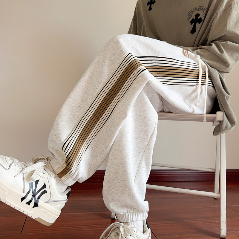 New autumn and winter men's cotton sweatpants retro webbing sweatpants