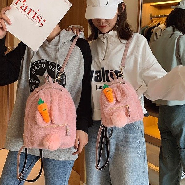 Autumn and winter ins style plush backpack bag for women new Korean fashion casual large capacity backpack
