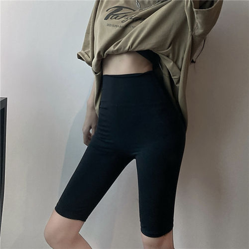 Actual shot, real price ~ Shark pants leather slimming butt lift spring new style black 5-point leggings for women to wear outside