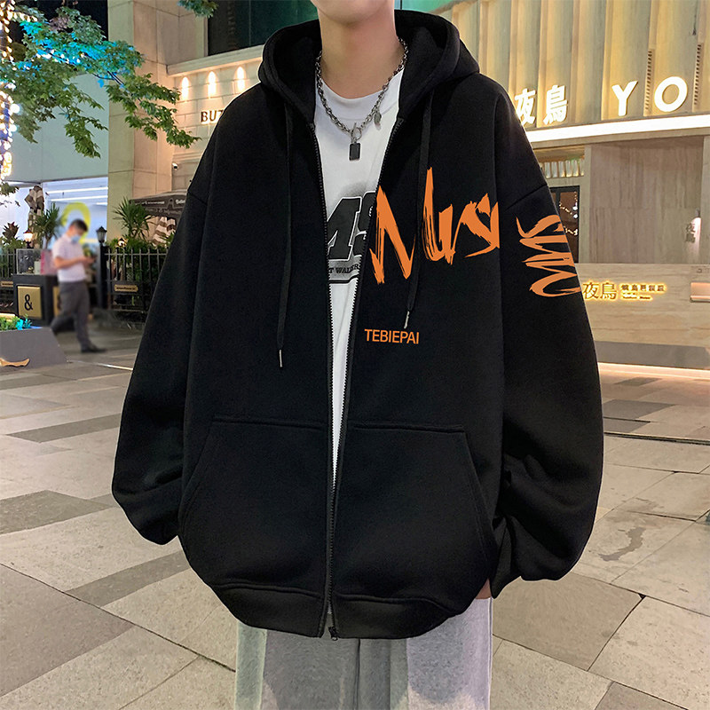 Sweatshirt jacket American loose autumn and winter new top casual trendy zipper cardigan