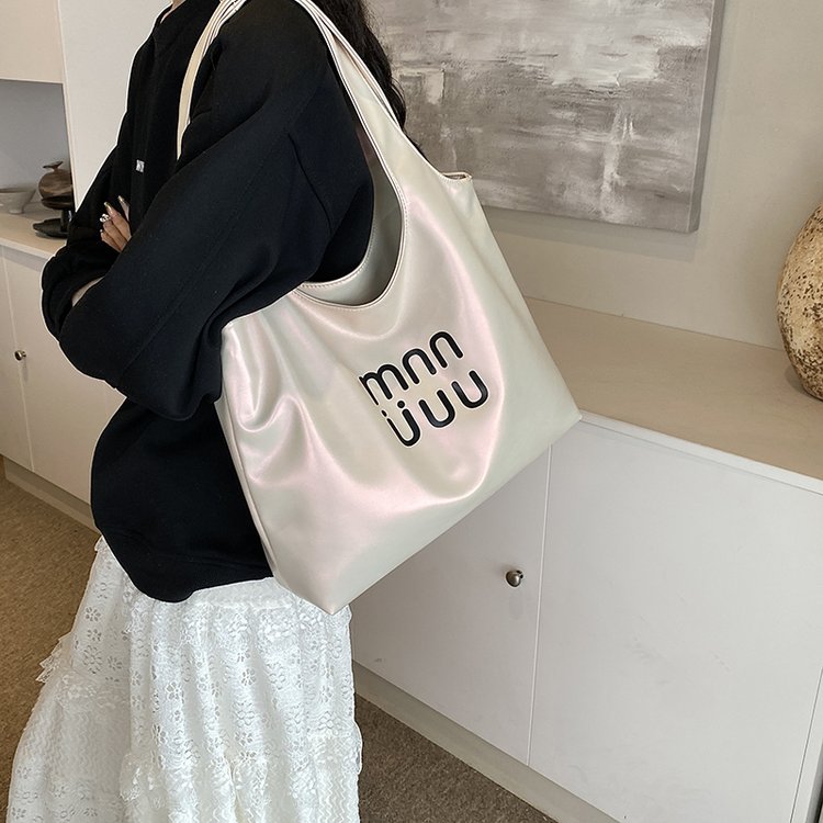 Cross-border Korean version simple ins high-quality large-capacity tote bag 2024 summer new fashion shoulder bag